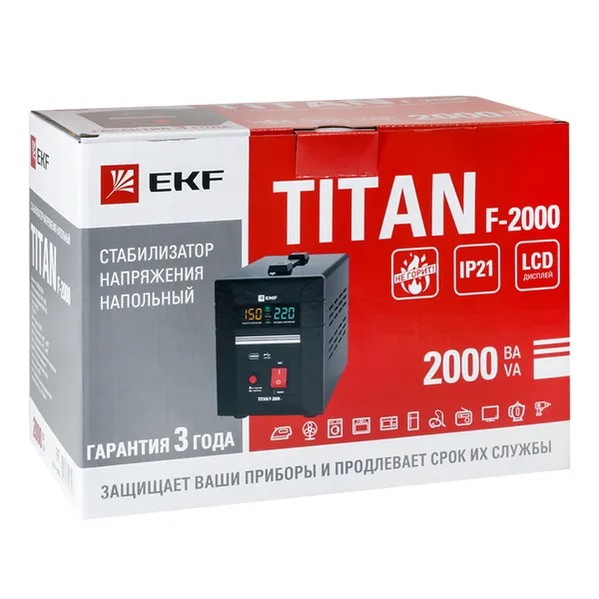 EKF Floor Voltage Stabilizer Titan F-2000 - Relay & Black 4