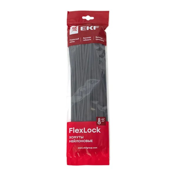 EKF FlexLock Cable Tie - Black - Nylon 6.6 3
