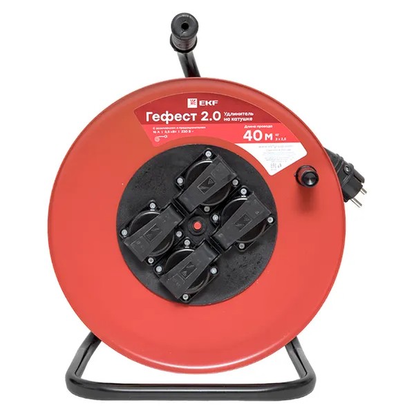 ekf Extension Cord Metal Reel 40m Rubber Black 3