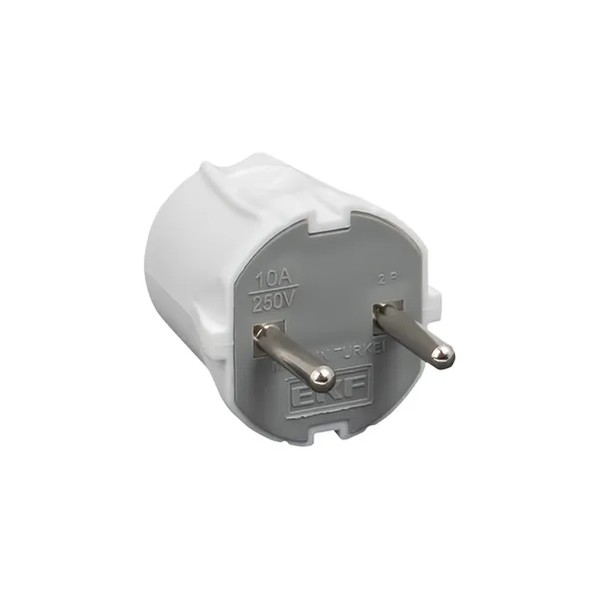EKF Straight Plug White 10A 250V 1