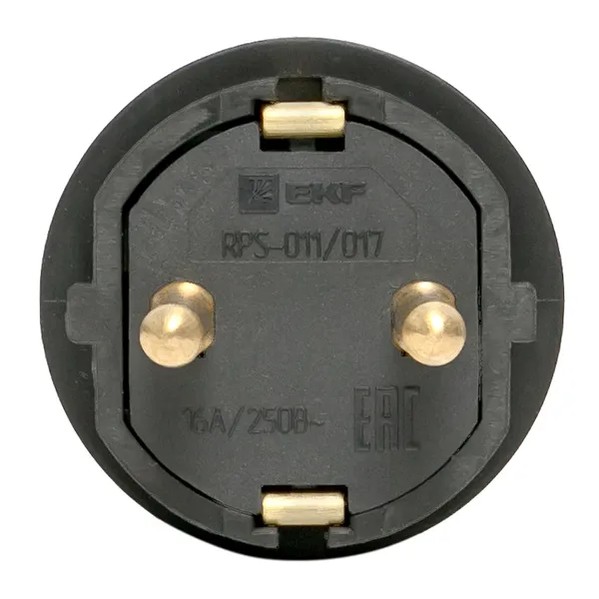 EKF Straight Rubber Plug 16A Thermoplastic Black 1