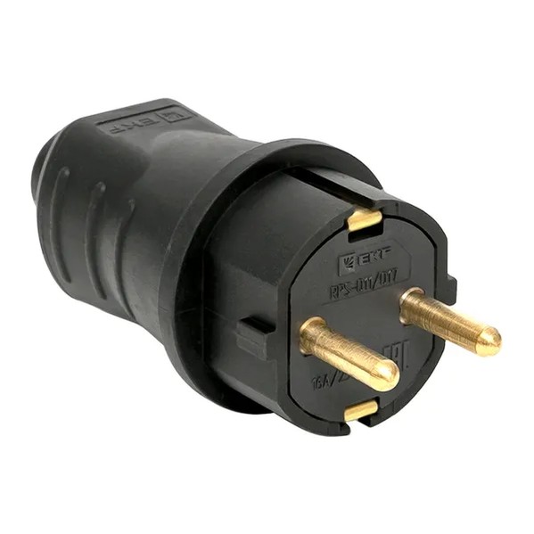 EKF Straight Rubber Plug 16A Thermoplastic Black 3