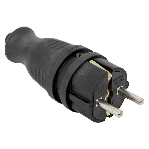 EKF Straight Rubber Plug 16A IP44 Black 1