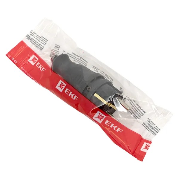 EKF Straight Rubber Plug 16A IP44 Black 4