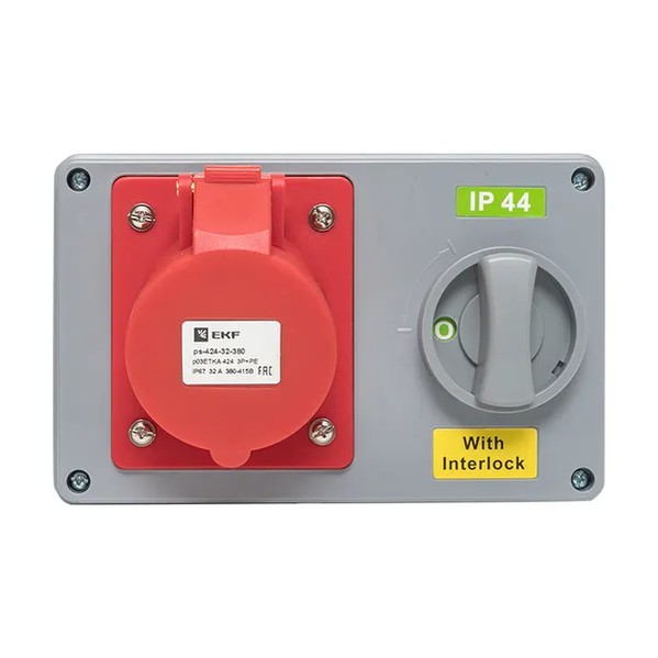 EKF Socket with Lock and Switch - Plastic - Red 2