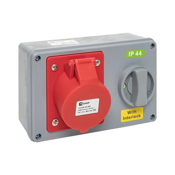 EKF Socket with Lock and Switch - Plastic - Red 5