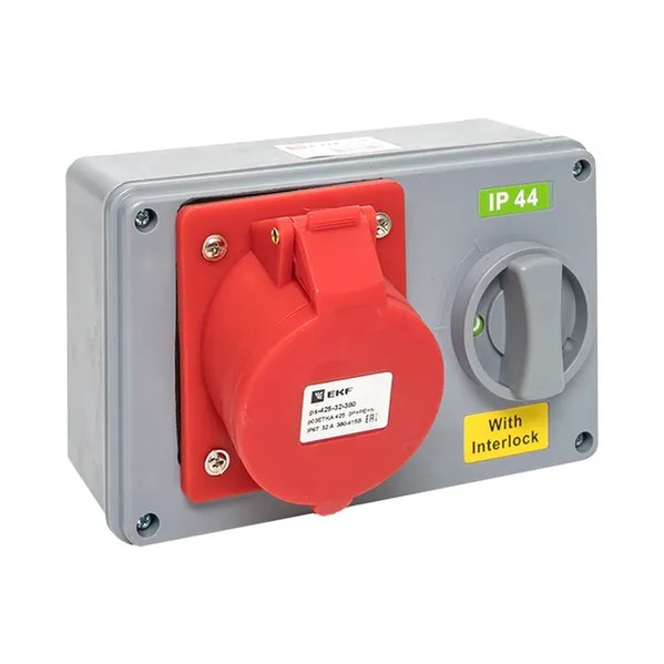 EKF Socket with Locking and Switch - Plastic - Red 6